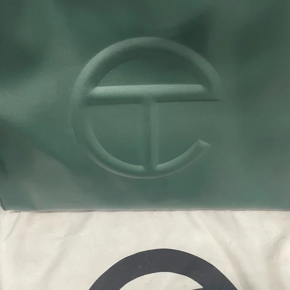 Telfar Large Shopping Bag Green Vegan Leather Tote Crossbody + Dust Bag - Picture 9 of 10